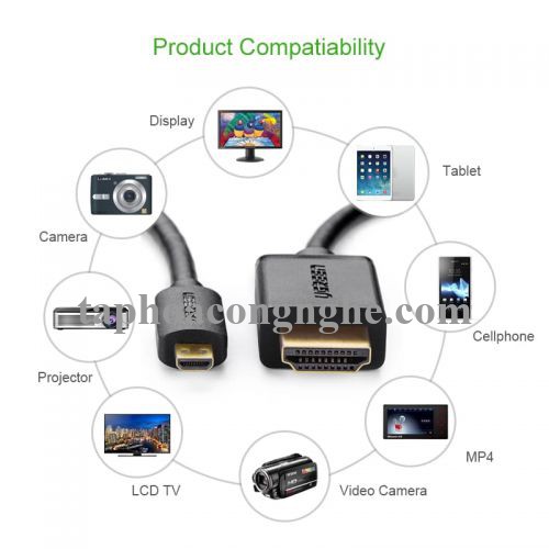 Ugreen 30104 3M màu Đen Cáp chuyển đổi Micro HDMI sang HDMI thuần đồng HD127 30030104